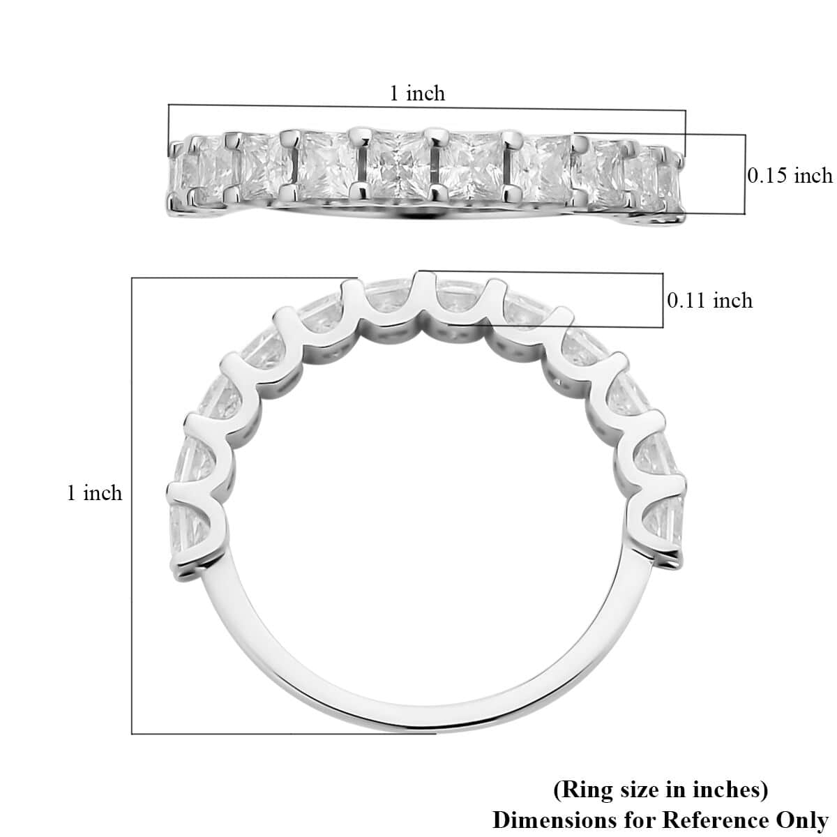 Luxoro 10K White Gold Moissanite Half Eternity Band Ring (Size 6.5) 1.90 ctw image number 5