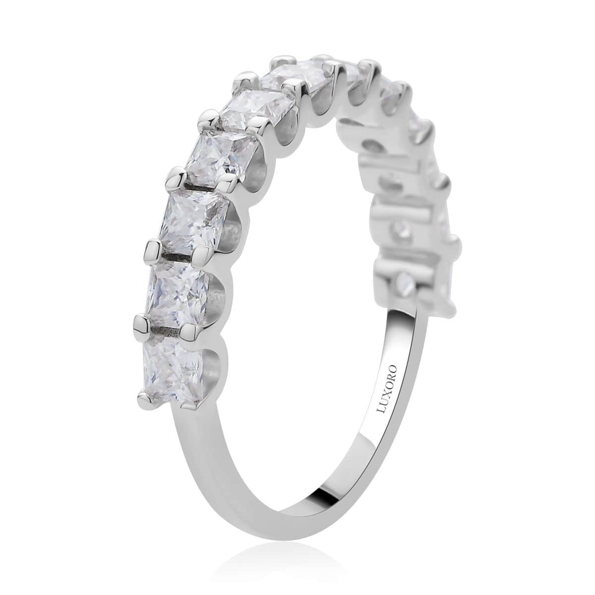 Luxoro Moissanite 1.90 ctw Half Eternity Band Ring in 10K White Gold (Size 7.5) image number 3