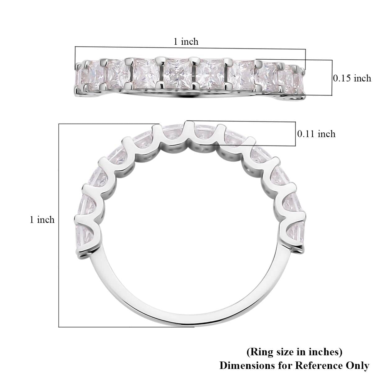 Luxoro 10K White Gold Moissanite Half Eternity Band Ring (Size 7.5) 1.90 ctw image number 5
