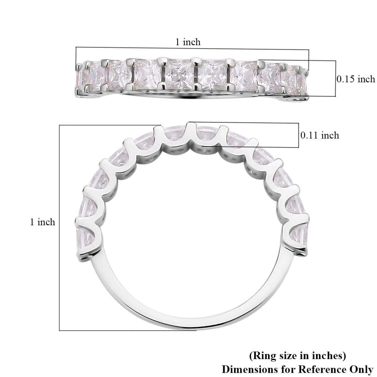 Luxoro Moissanite 1.90 ctw Half Eternity Band Ring in 10K White Gold (Size 7.5) image number 5