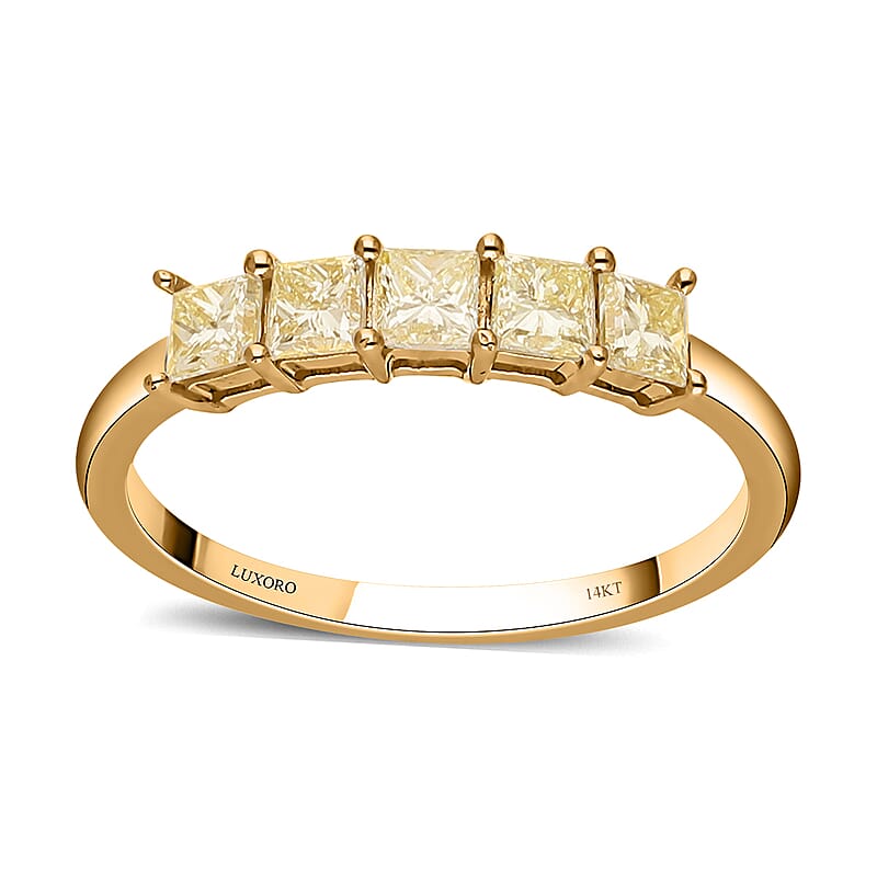 SGL Certified Luxoro 14K Yellow Gold Princess Cut Natural Yellow Diamond I2-I3 Ring (Size 5.0) 1.00 ctw