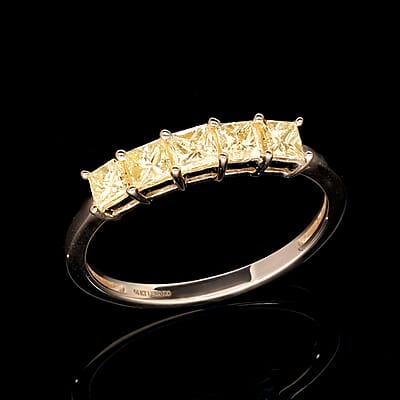 SGL Certified Luxoro 14K Yellow Gold Princess Cut Natural Yellow Diamond I2-I3 Ring (Size 5.0) 1.00 ctw