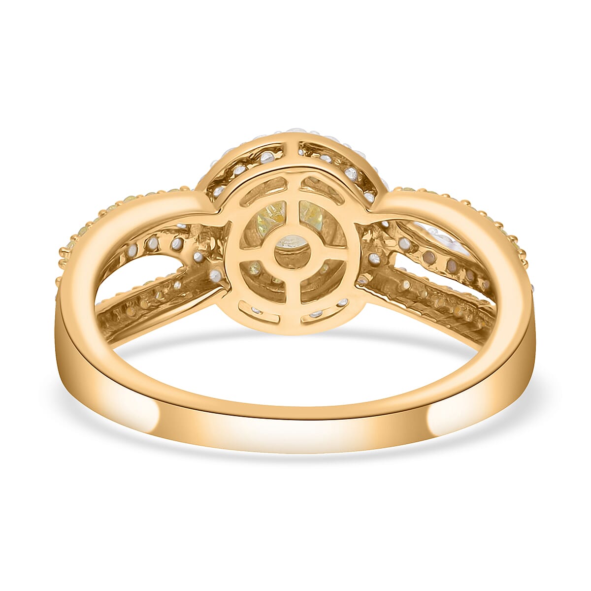 SGL Certified Luxoro 10K Yellow Gold Natural Yellow and White Diamond I2-I3 Ring (Size 5.0) 1.00 ctw