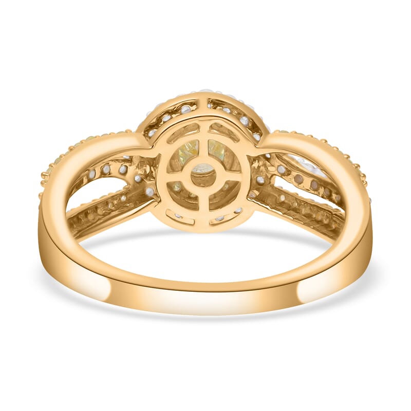 SGL Certified Luxoro 10K Yellow Gold Natural Yellow and White Diamond I2-I3 Ring (Size 5.0) 1.00 ctw