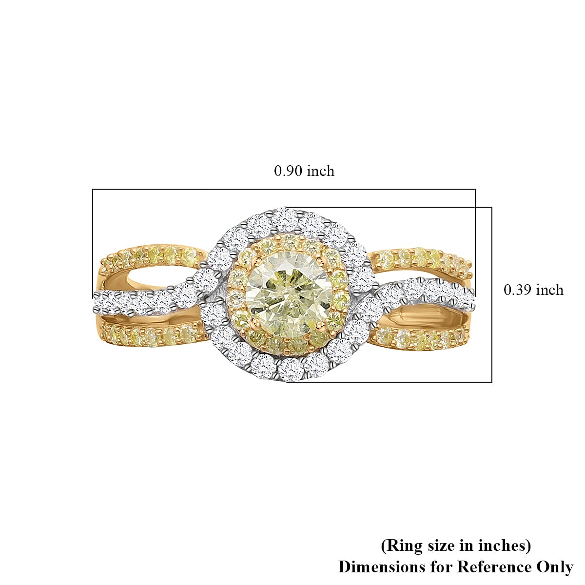 SGL Certified Luxoro 10K Yellow Gold Natural Yellow and White Diamond I2-I3 Ring (Size 7.5) 1.00 ctw image number 5