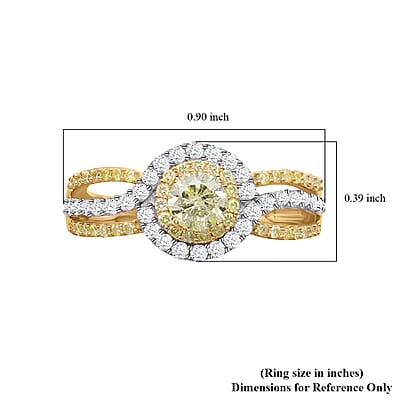 SGL Certified Luxoro 10K Yellow Gold Natural Yellow and White Diamond I2-I3 Ring (Size 11.5) 1.00 ctw