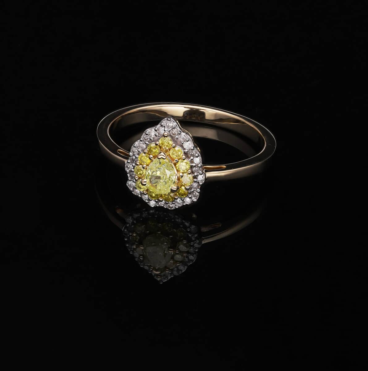 SGL Certified LUXORO 10K Yellow Gold I2-I3 Natural Yellow Diamond and White Diamond Ring 2.40 Grams 0.50 ctw image number 1