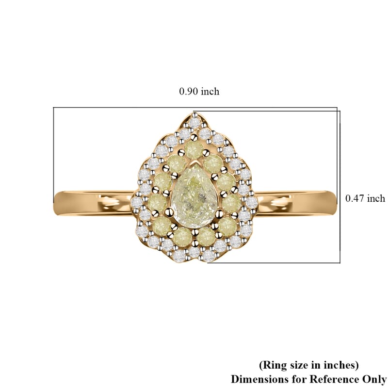 SGL Certified Luxoro 10K Yellow Gold I2-I3 Natural Yellow Diamond and White Diamond Ring (Size 7.5) 0.50 ctw