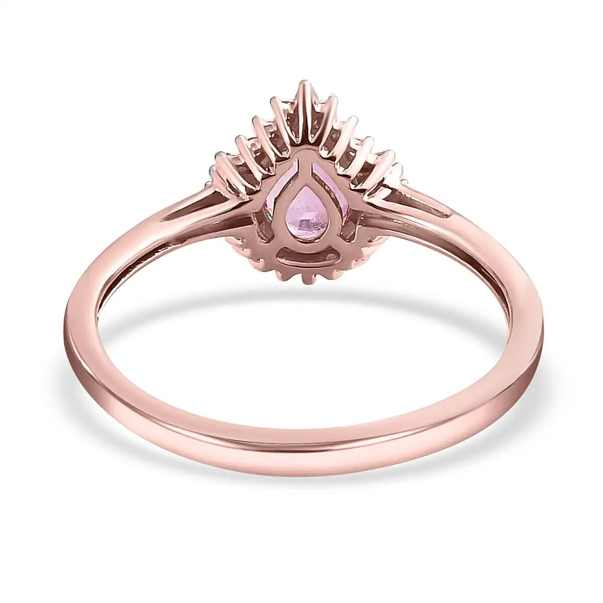 Luxoro AAA AAA Madagascar Pink Sapphire and G-H I3 Diamond 0.90 ctw Accent Ring, Sapphire Halo Ring, 14K Rose Gold Ring, Wedding Ring, Gold Gifts, Gift For Her 1.90 Grams (Size 11.50)