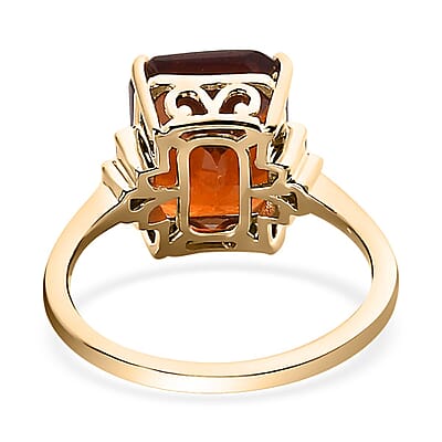 Luxoro 10K Yellow Gold Premium Sri Lankan Honey Garnet and Diamond January Birthstone Ring (Size 11.5) 6.00 ctw