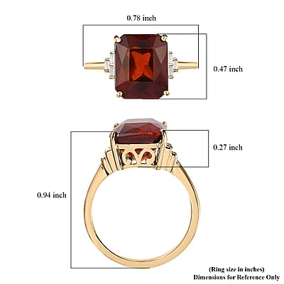 Luxoro 10K Yellow Gold Premium Sri Lankan Honey Garnet and Diamond January Birthstone Ring (Size 11.5) 6.00 ctw