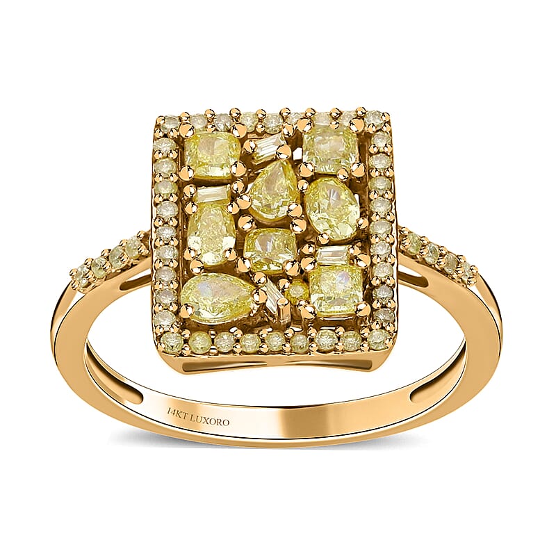 SGL Certified Luxoro 14K Yellow Gold Natural Yellow Diamond I2-I3 Ring (Size 5.0) 1.00 ctw