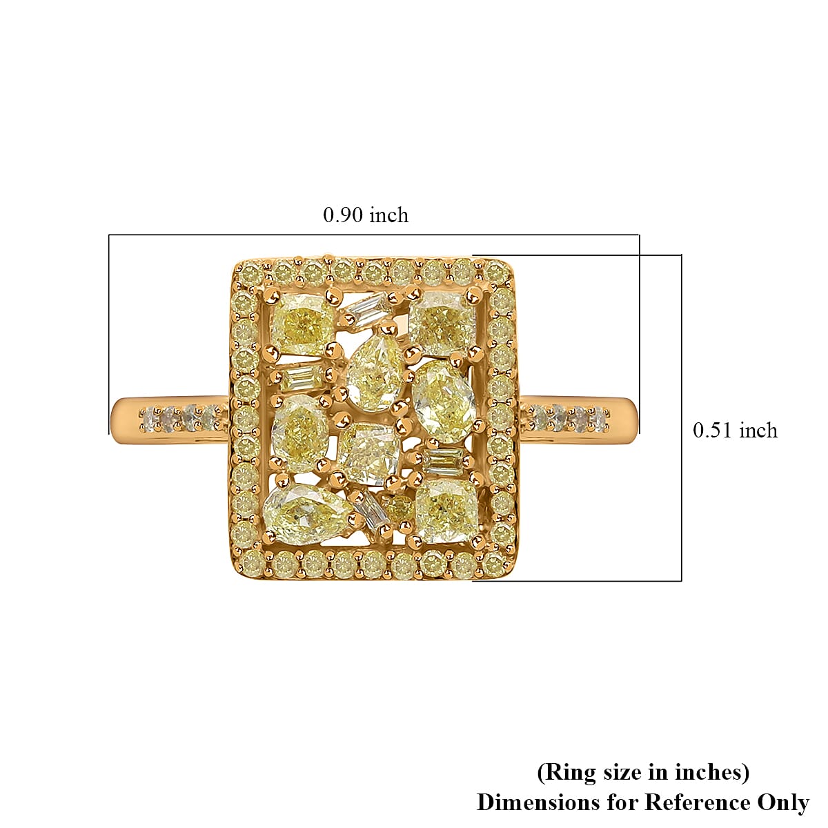 SGL Certified Luxoro 14K Yellow Gold Natural Yellow Diamond I2-I3 Ring (Size 5.0) 1.00 ctw
