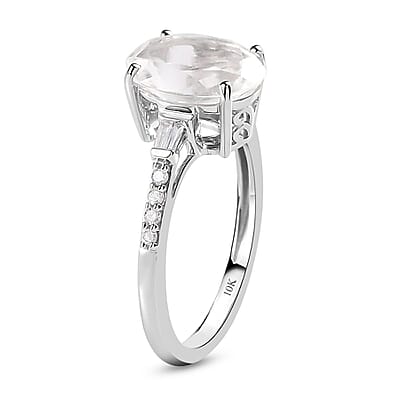 Luxoro 10K White Gold Premium Mexican Hyalite Opal and Diamond Ring (Size 11.0) 2.00 ctw
