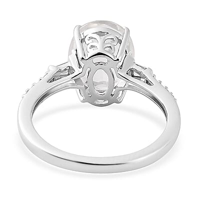 Luxoro 10K White Gold Premium Mexican Hyalite Opal and Diamond Ring (Size 11.0) 2.00 ctw