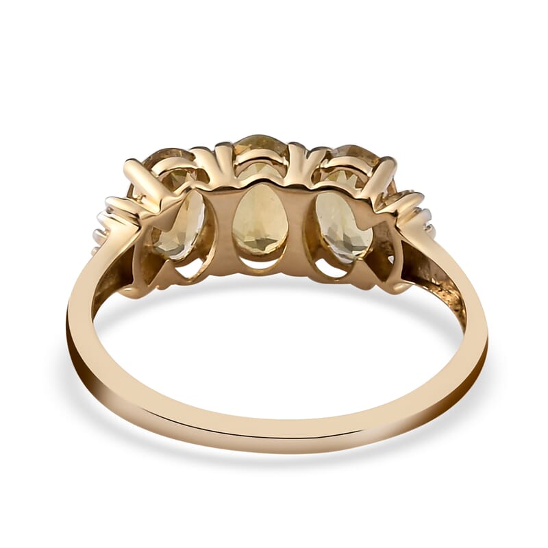 Luxoro 10K Yellow Gold Premium Golden Tanzanite and Diamond 3 Stone Ring (Size 11.0) 1.50 ctw