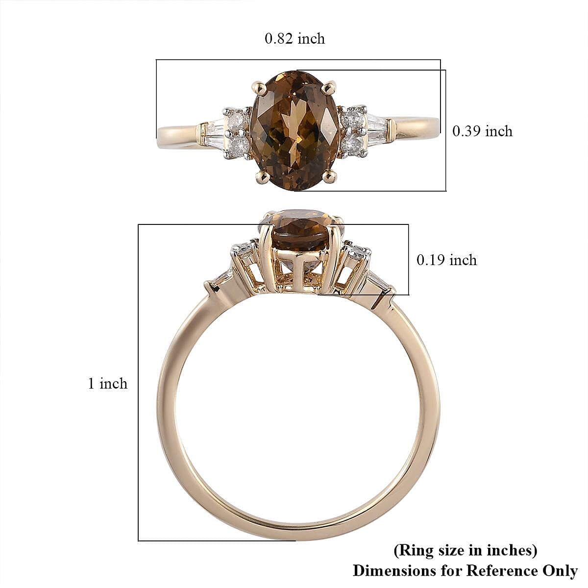 Luxoro 10K Yellow Gold Premium Golden Tanzanite and G-H I3 Diamond Ring (Size 5.0) 1.40 ctw