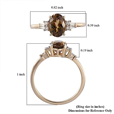 Luxoro 10K Yellow Gold Premium Golden Tanzanite and G-H I3 Diamond Ring (Size 5.0) 1.40 ctw