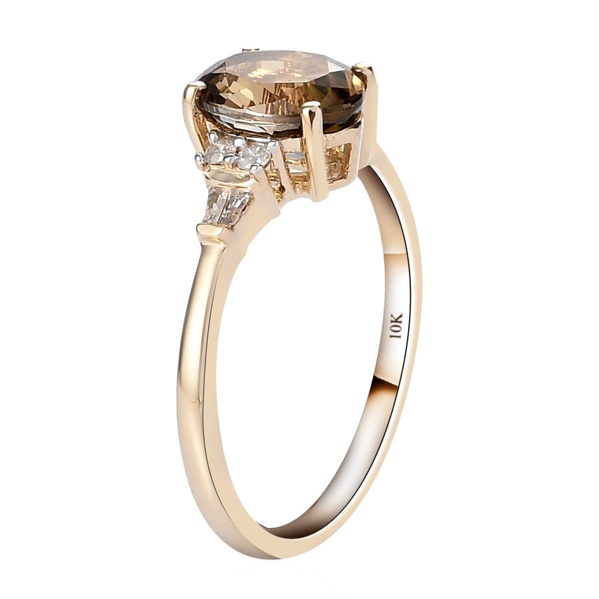 Luxoro 10K Yellow Gold Premium Golden Tanzanite and G-H I3 Diamond Ring (Size 9.5) 1.40 ctw image number 3