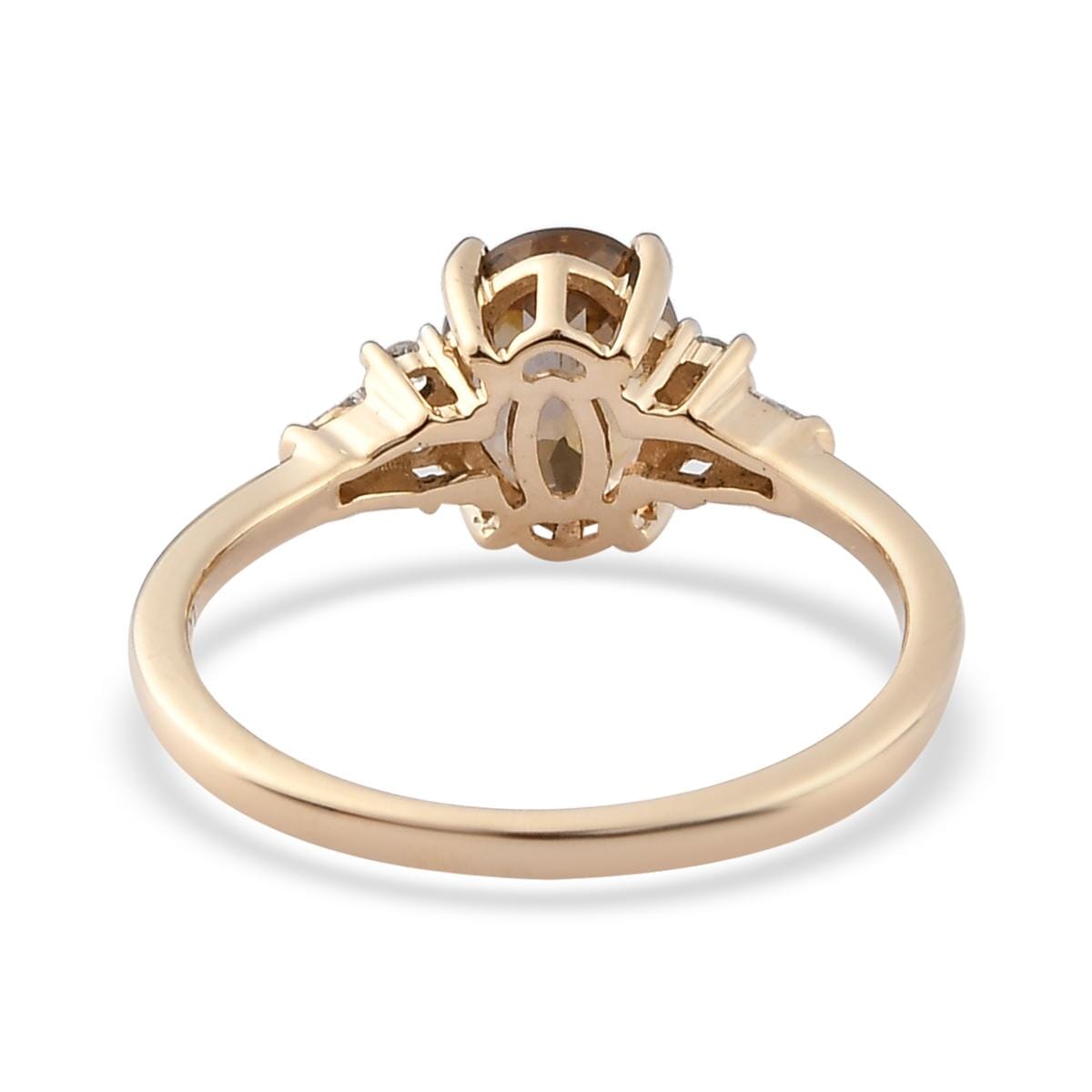 Luxoro 10K Yellow Gold Premium Golden Tanzanite and G-H I3 Diamond Ring (Size 9.5) 1.40 ctw image number 4