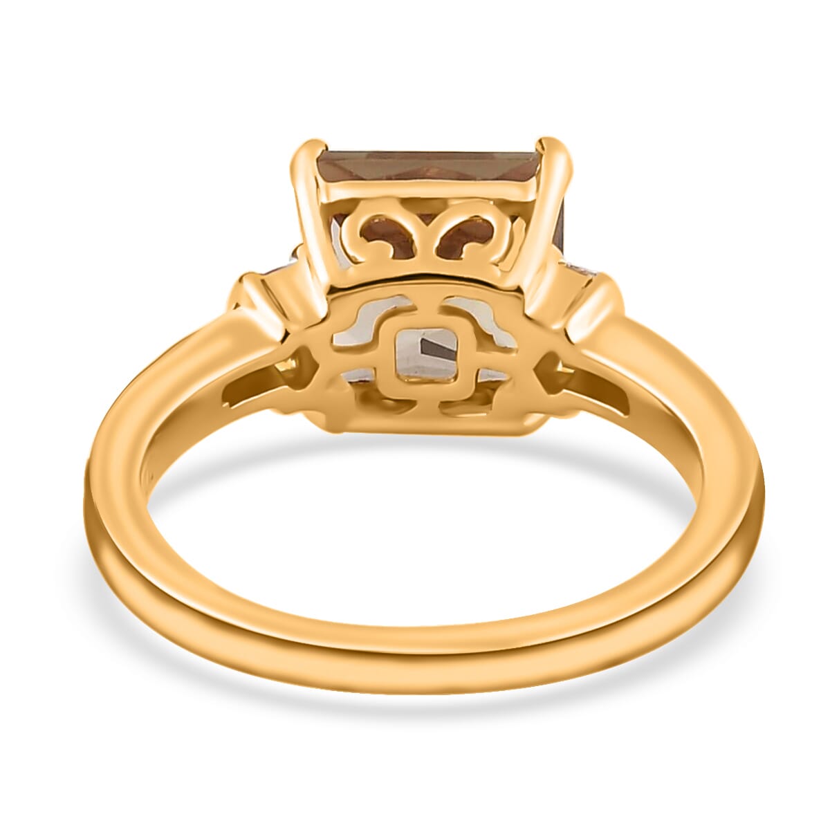 ILIANA 18K Yellow Gold Princess Cut AAA Turkizite and G-H SI Diamond Ring 4.30 Grams 3.20 ctw image number 4