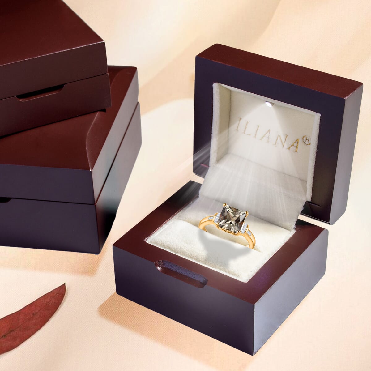 ILIANA 18K Yellow Gold Princess Cut AAA Turkizite and G-H SI Diamond Ring 4.30 Grams 3.20 ctw image number 6