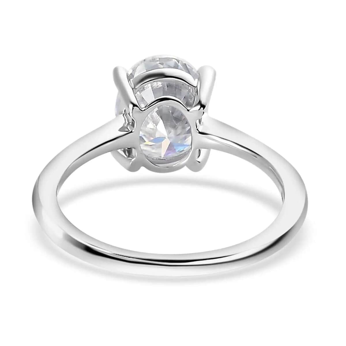 Luxoro 10K White Gold Moissanite Solitaire Ring, Oval Engagement Ring (Size 10.0) 2.00 ctw image number 5