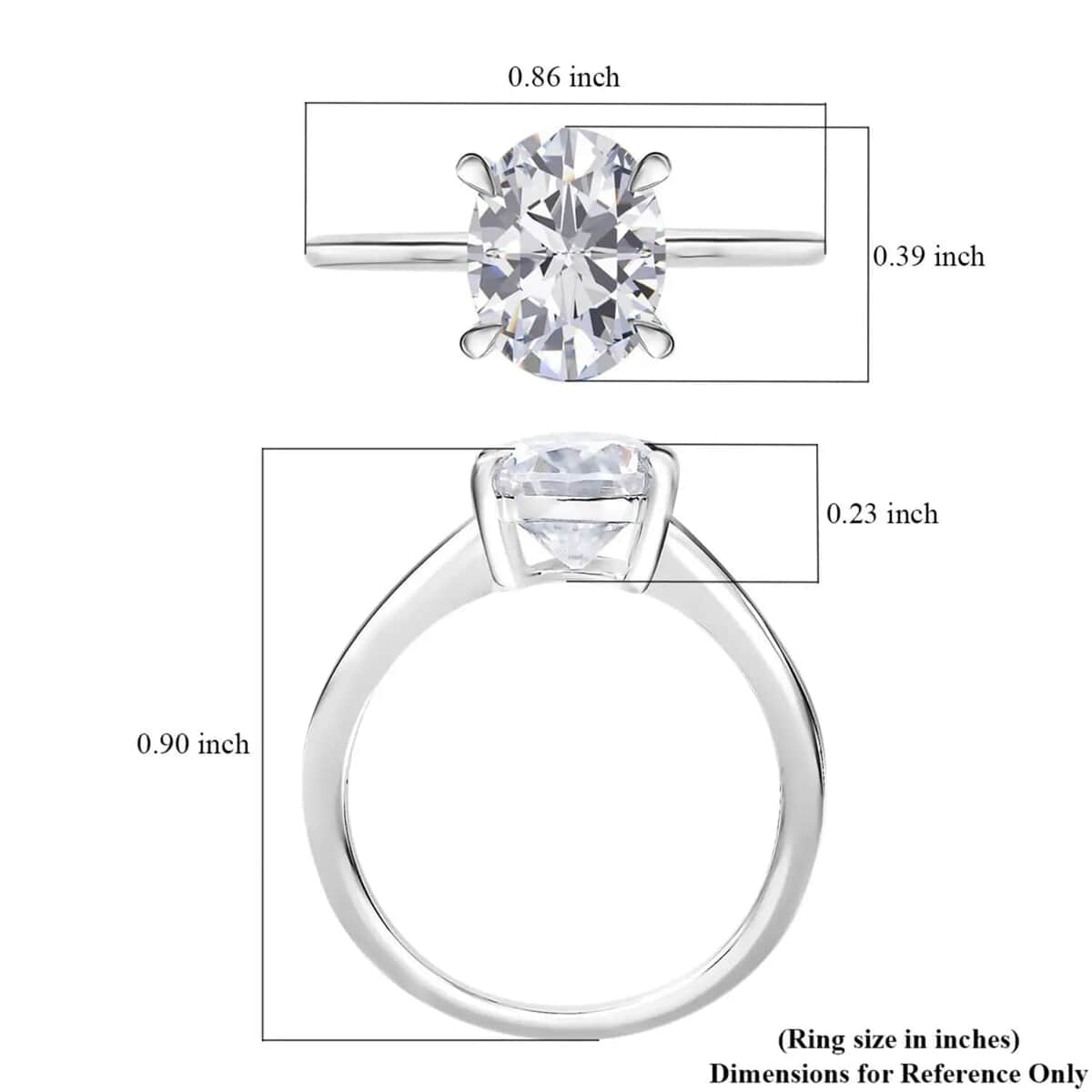 Luxoro 10K White Gold Moissanite Solitaire Ring, Oval Engagement Ring (Size 10.0) 2.00 ctw image number 6