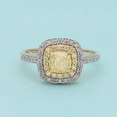 SGL Certified Luxoro 14K Yellow Gold Natural Yellow and White Diamond I1 Ring (Size 5.0) 1.50 ctw