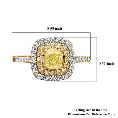 SGL Certified Luxoro 14K Yellow Gold Natural Yellow and White Diamond I1 Ring (Size 5.0) 1.50 ctw