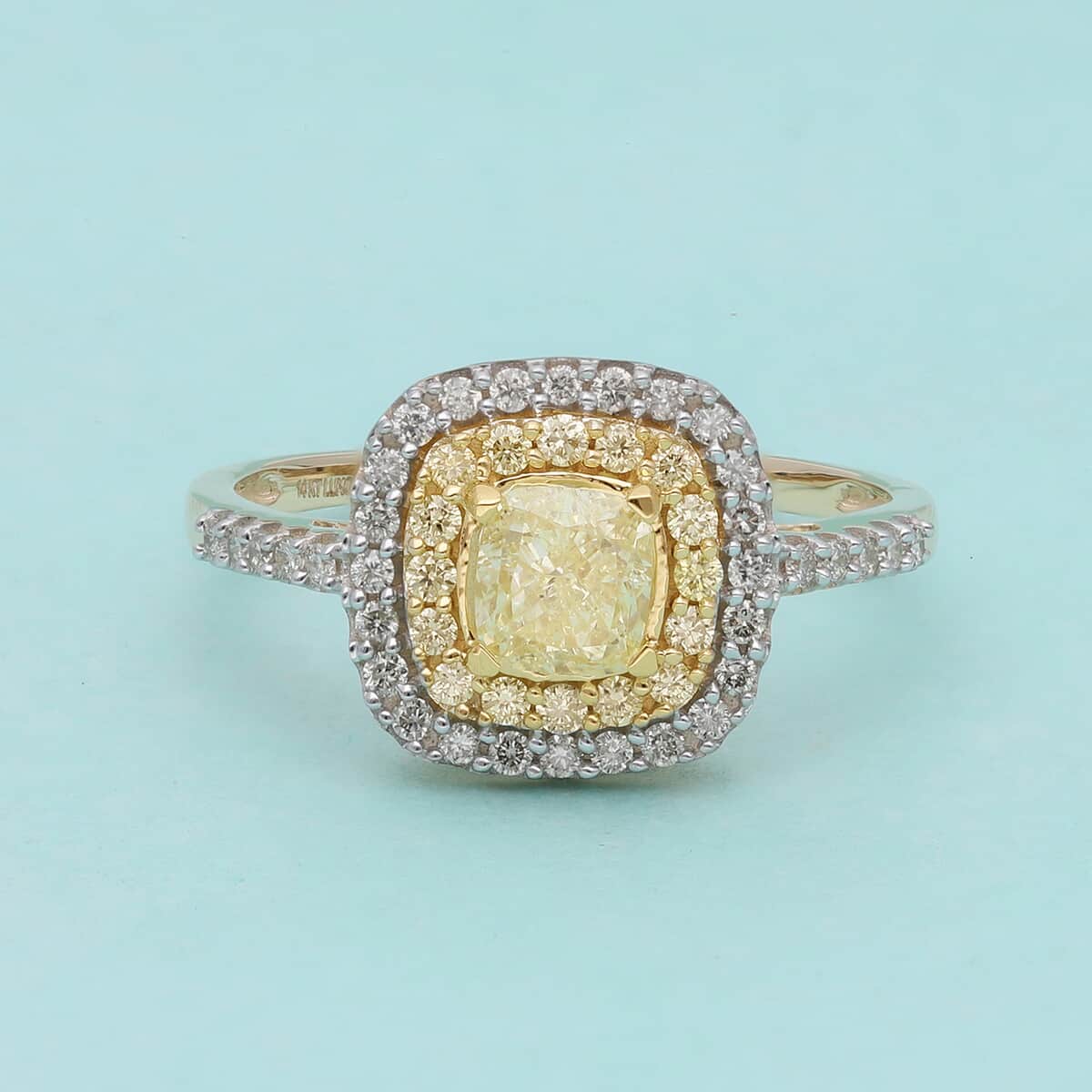 SGL Certified Luxoro 14K Yellow Gold Natural Yellow and White Diamond I1 Ring (Size 11.0) 1.50 ctw image number 1