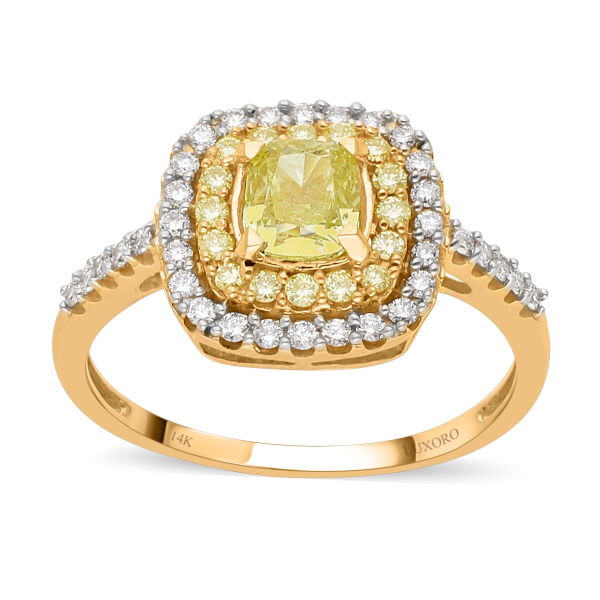 SGL Certified Luxoro 14K Yellow Gold Natural Yellow and White Diamond I1 Ring (Size 8.5) 1.50 ctw image number 0