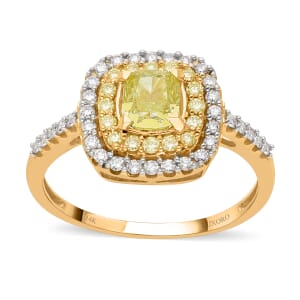 SGL Certified Luxoro 14K Yellow Gold Natural Yellow and White Diamond I1 Ring (Size 8.5) 1.50 ctw
