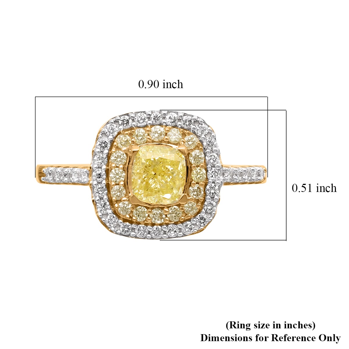 SGL Certified Luxoro 14K Yellow Gold Natural Yellow and White Diamond I1 Ring (Size 8.5) 1.50 ctw image number 5