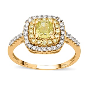 SGL Certified Luxoro 14K Yellow Gold Natural Yellow and White Diamond I1 Ring (Size 10.5) 1.50 ctw