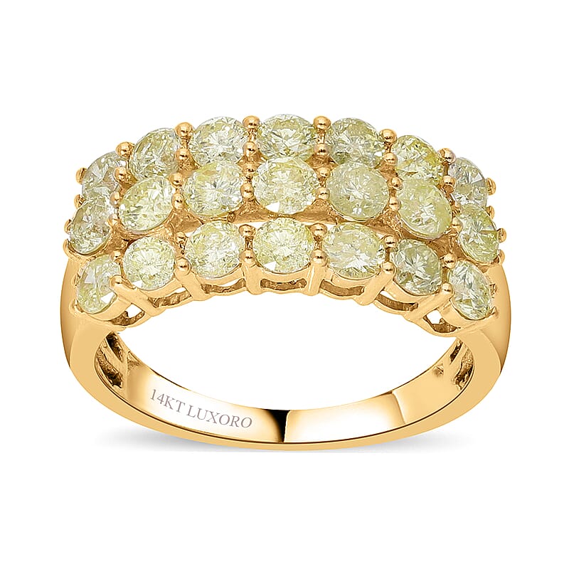 SGL Certified Luxoro 14K Yellow Gold Natural Yellow Diamond I2-I3 Ring (Size 5.0) 4.70 Grams 2.00 ctw