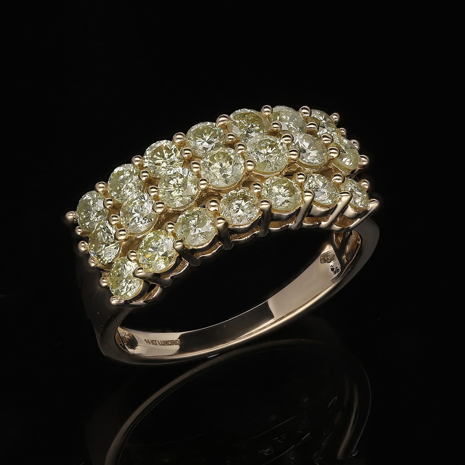 SGL Certified Luxoro 14K Yellow Gold Natural Yellow Diamond I2-I3 Ring (Size 5.0) 4.70 Grams 2.00 ctw