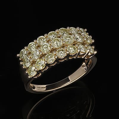 SGL Certified Luxoro 14K Yellow Gold Natural Yellow Diamond I2-I3 Ring (Size 5.0) 4.70 Grams 2.00 ctw