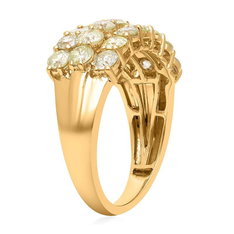SGL Certified Luxoro 14K Yellow Gold Natural Yellow Diamond I2-I3 Ring (Size 5.0) 4.70 Grams 2.00 ctw