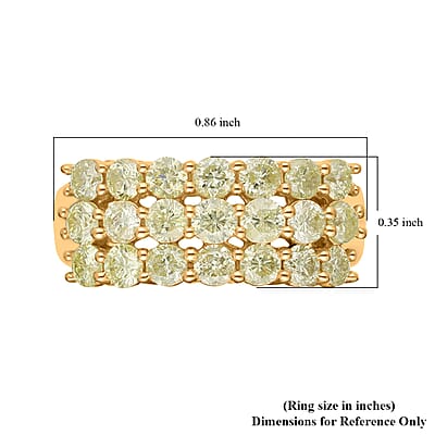 SGL Certified Luxoro 14K Yellow Gold Natural Yellow Diamond I2-I3 Ring (Size 5.0) 4.70 Grams 2.00 ctw