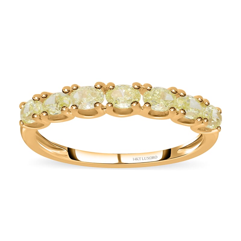 SGL Certified Luxoro 14K Yellow Gold Natural Yellow Diamond SI-I1 Half Eternity Band Ring (Size 5.0) 1.00 ctw