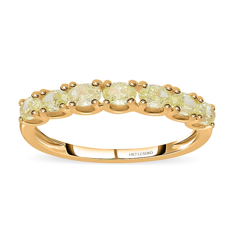 SGL Certified Luxoro 14K Yellow Gold Natural Yellow Diamond SI-I1 Half Eternity Band Ring (Size 5.0) 1.00 ctw