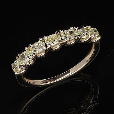 SGL Certified Luxoro 14K Yellow Gold Natural Yellow Diamond SI-I1 Half Eternity Band Ring (Size 5.0) 1.00 ctw