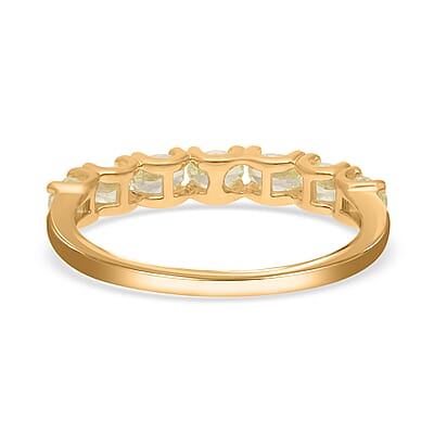 SGL Certified Luxoro 14K Yellow Gold Natural Yellow Diamond SI-I1 Half Eternity Band Ring (Size 5.0) 1.00 ctw