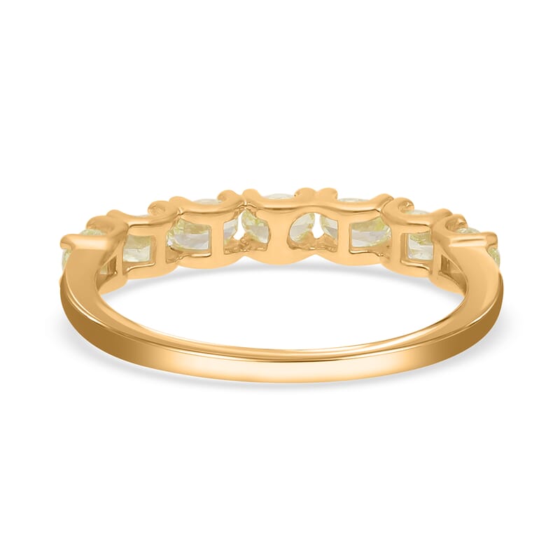 SGL Certified Luxoro 14K Yellow Gold Natural Yellow Diamond SI-I1 Half Eternity Band Ring (Size 5.0) 1.00 ctw