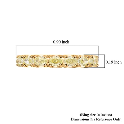 SGL Certified Luxoro 14K Yellow Gold Natural Yellow Diamond SI-I1 Half Eternity Band Ring (Size 5.0) 1.00 ctw