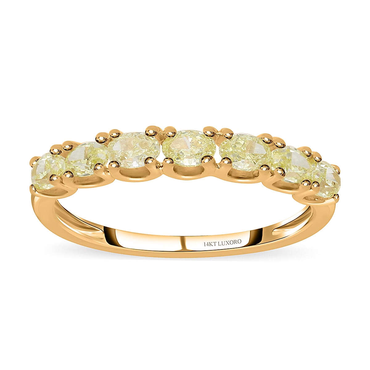SGL Certified Luxoro 14K Yellow Gold Natural Yellow Diamond SI-I1 Half Eternity Band Ring (Size 6.5) 1.00 ctw
