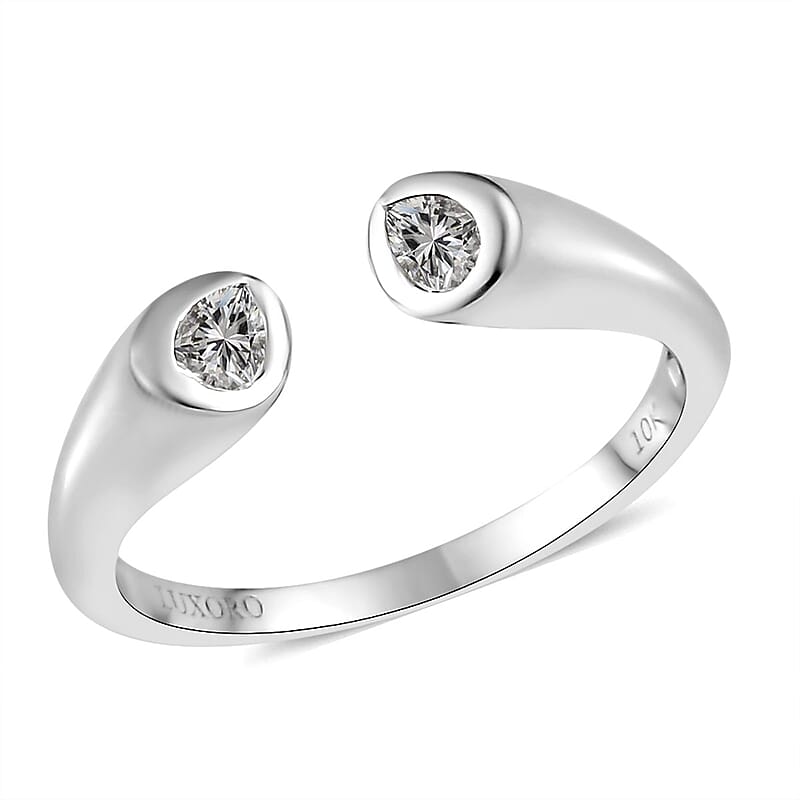 Luxoro 10K White Gold Moissanite Open Band Ring (Size 5.0) 0.30 ctw