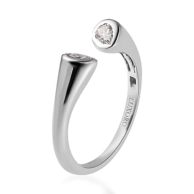 Luxoro 10K White Gold Moissanite Open Band Ring (Size 5.0) 0.30 ctw
