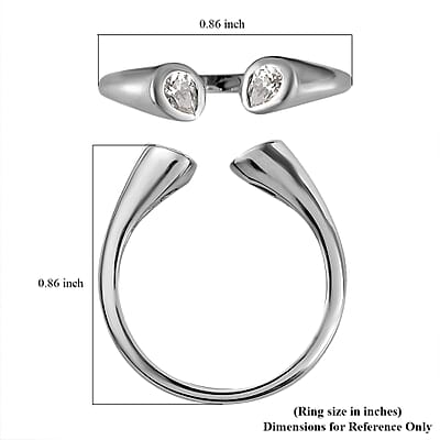 Luxoro 10K White Gold Moissanite Open Band Ring (Size 5.0) 0.30 ctw